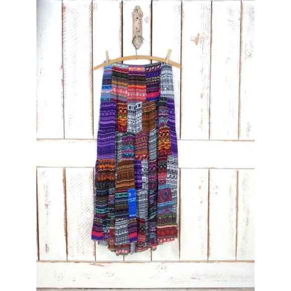 Colorful patchwork boho gypsy vintage maxi skirt - Picture 7 of 7